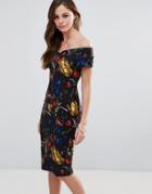 Paperdolls Abstract Floral Print Bardot Dress - Multi