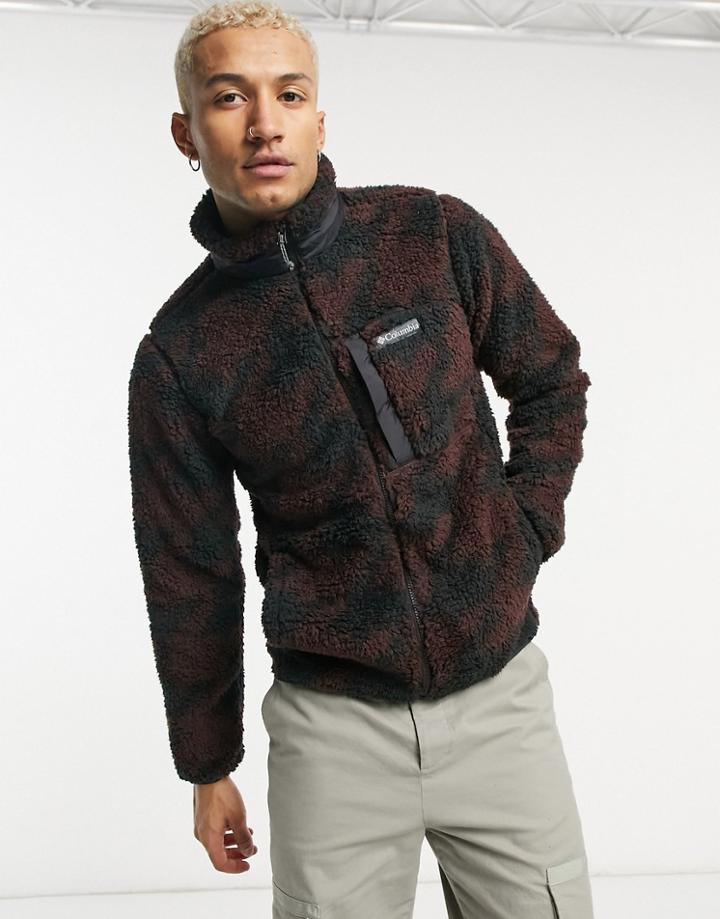 Columbia Winter Pass Printed Full Zip Fleece In Brown/black-red