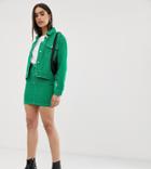 Missguided Two-piece Denim Mini Skirt In Green - Green