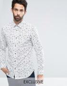 Farah Shirt With All Over Print In Slim Fit With Stretch - White