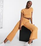 Missguided Tall Set Wide Leg Pants In Toffee-brown