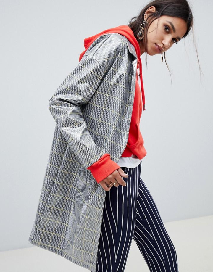 Na-kd Patent Check Anorak - Gray