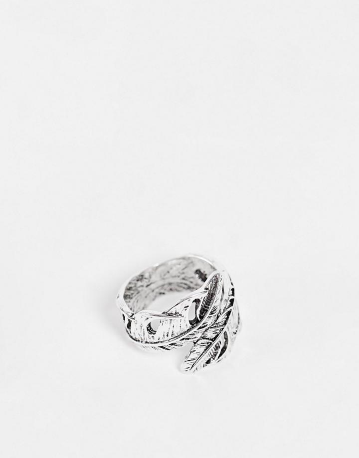 Designb Wrapped Feather Ring In Silver