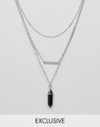 Reclaimed Vintage Crystal Multirow Necklace - Silver