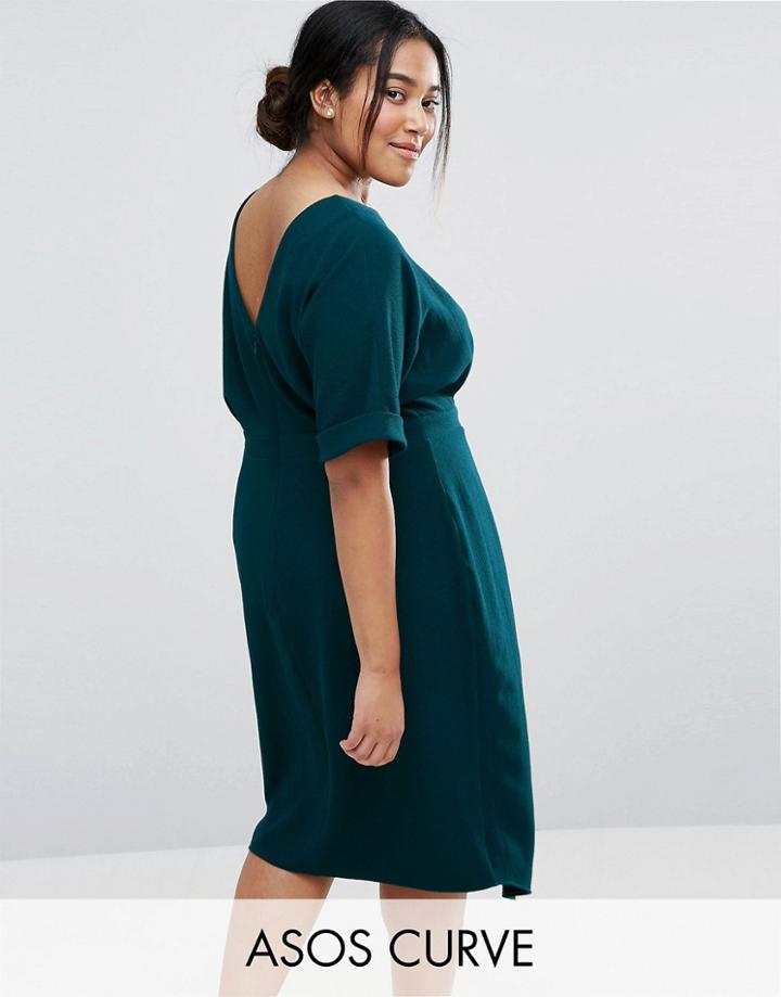 Asos Curve Smart Midi Dress - Blue