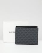 Emporio Armani All Over Logo Billfold & Coin Wallet In Black - Black