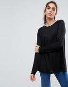 Asos Long Sleeved Swing Top - Black