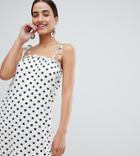Boohoo Polka Dot Sundress With Tie Straps - White