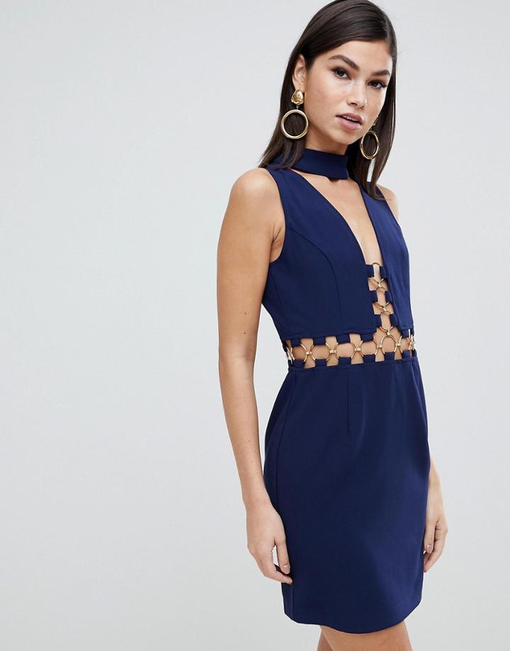 Forever Unique Hoop Insert Bodycon Dress - Navy