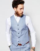 Feraud Premium 55% Linen Vest Pale Blue - Blue