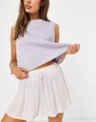 Asos Design Crinkle Shorts With Tie Waist In Lilac-purple