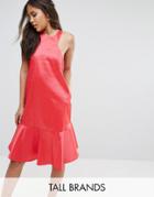 Y.a.s Studio Tall High Neck Midi Dress With Fluted Hem Detail - Pink