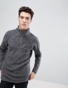 Native Youth Half Zip Borg Sweater - Gray