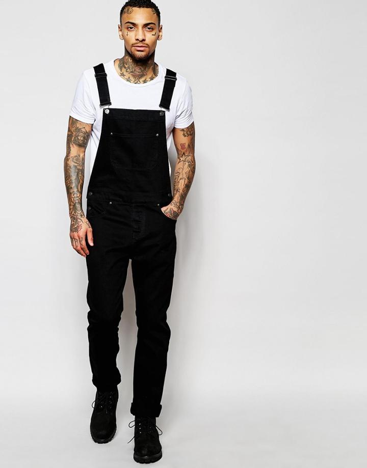 Asos Overalls In Denim - Black