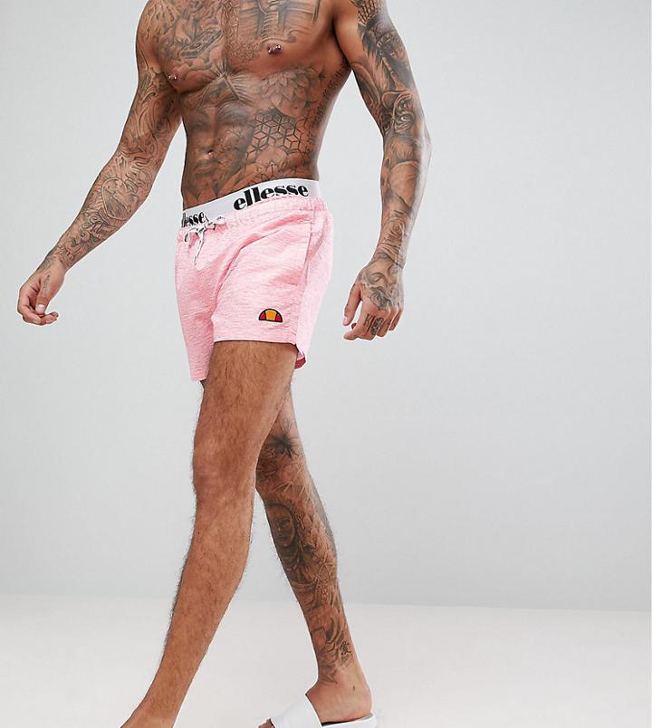 Ellesse Swim Shorts With Logo Waistband In Pink - Pink