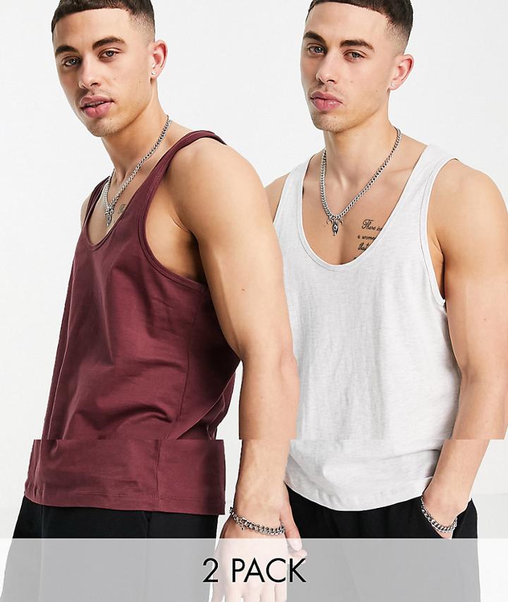 Asos Design Organic 2 Pack Tank-multi