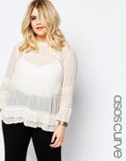 Asos Curve Vintage Pretty Victoriana Blouse - Cream