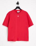 Adidas Originals Essentials T-shirt With Central Logo In Red