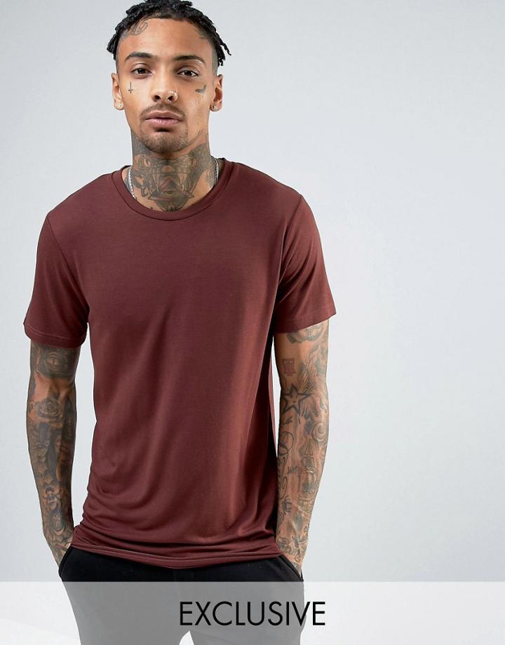 Mennace T-shirt With Raw Hem In Burgundy - Red