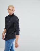 Hollister Logo Pocket Textured Slim Fit Shirt In Black - Black