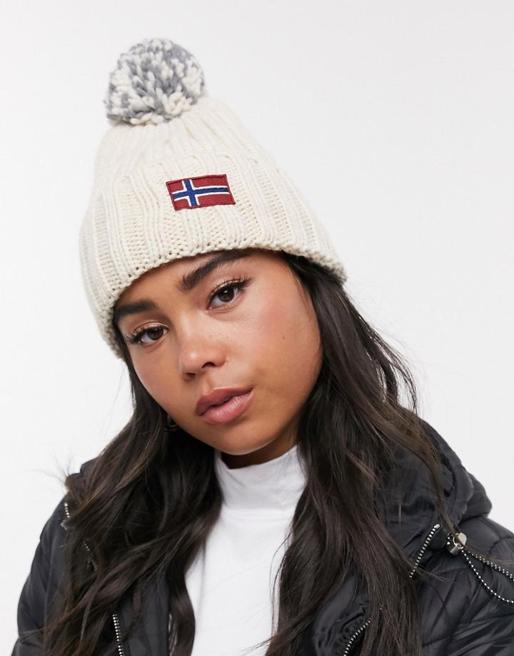 Napapijri Semiury 2 Logo Bobble Beanie In Cream