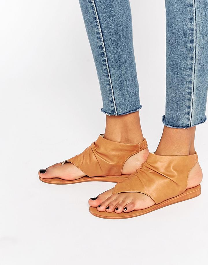 London Rebel Bootee Flat Sandals - Tan