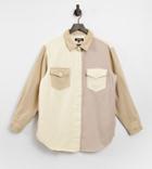 Missguided Shirt With Contrast Panels In Beige-neutral