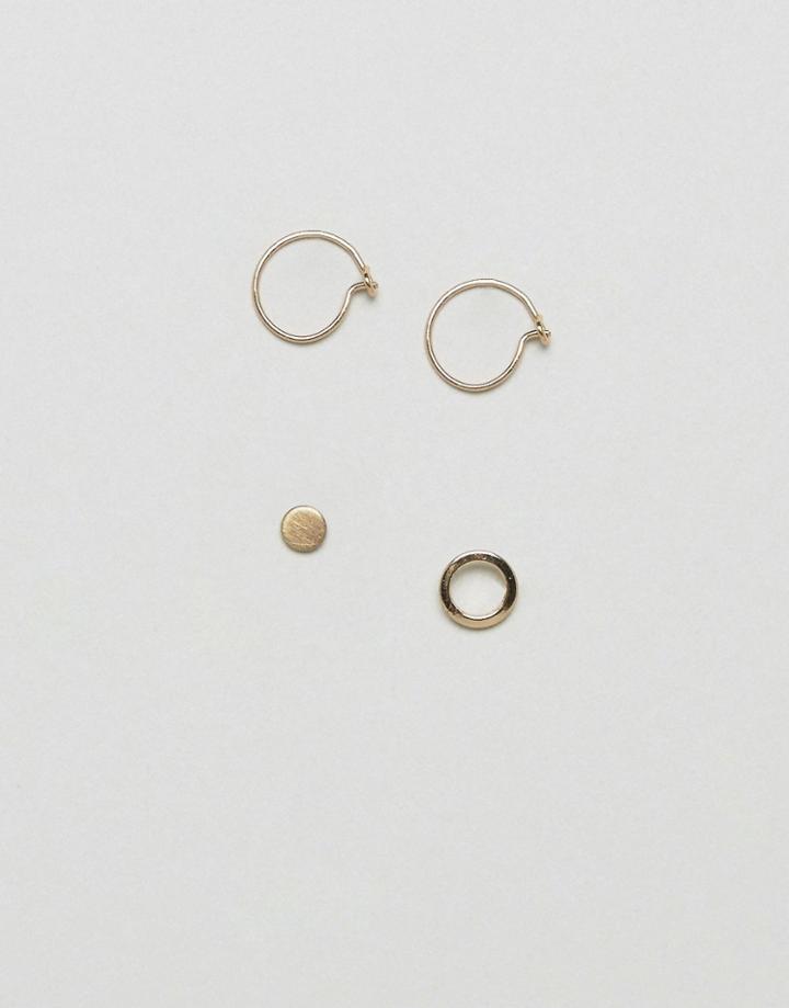 Weekday Mini Cut Earring Set - Gold