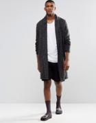 Asos Loungewear Mid Length Jersey Shorts In Black Waffle Fabric - Black
