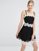 Oasis Lace Trim Cami Mini Dress - Black