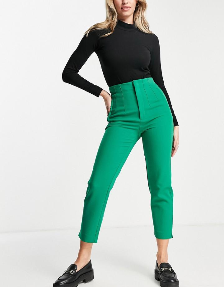 Stradivarius Slim Tailored Pants In Green
