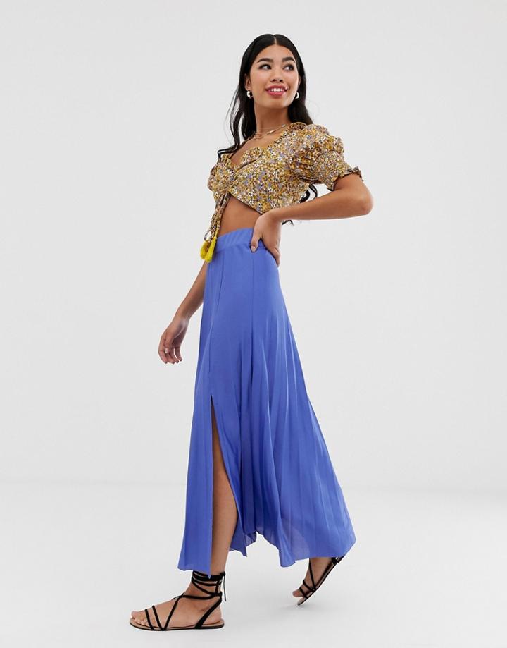 Asos Design Column Pleated City Maxi Skirt - Yellow