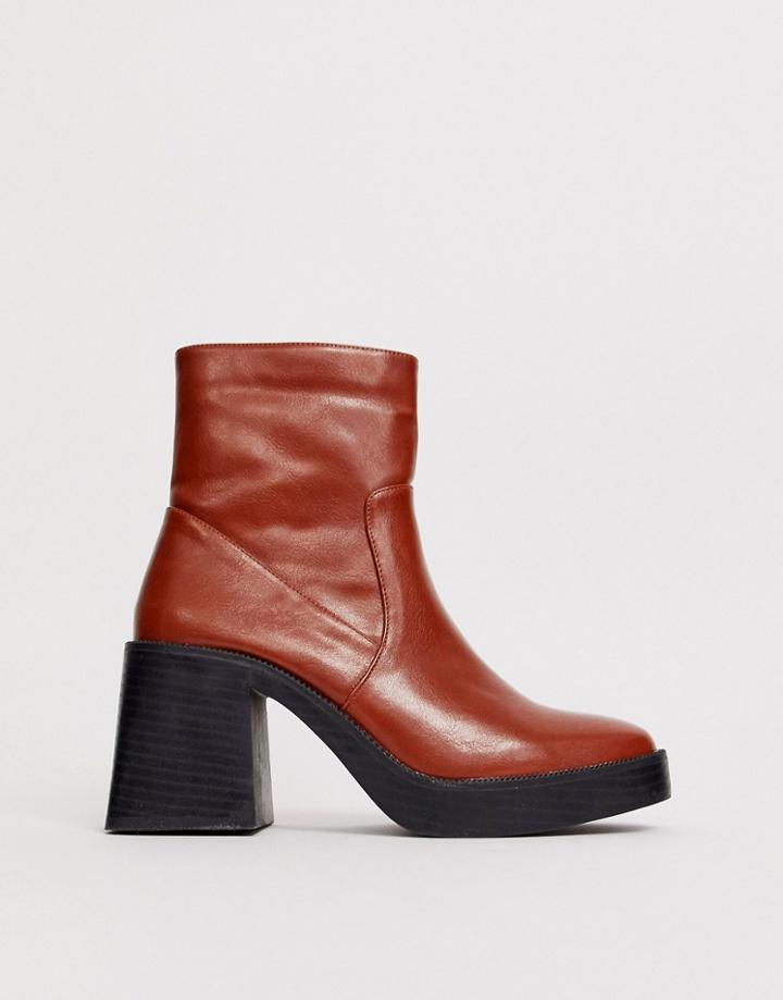 Raid Lexus Brown Chunky Ankle Boots-tan