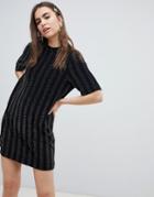Monki Glitter T-shirt Dress In Black - Black