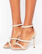 Missguided Pearl Strap Barley There Heeled Sandal - Beige