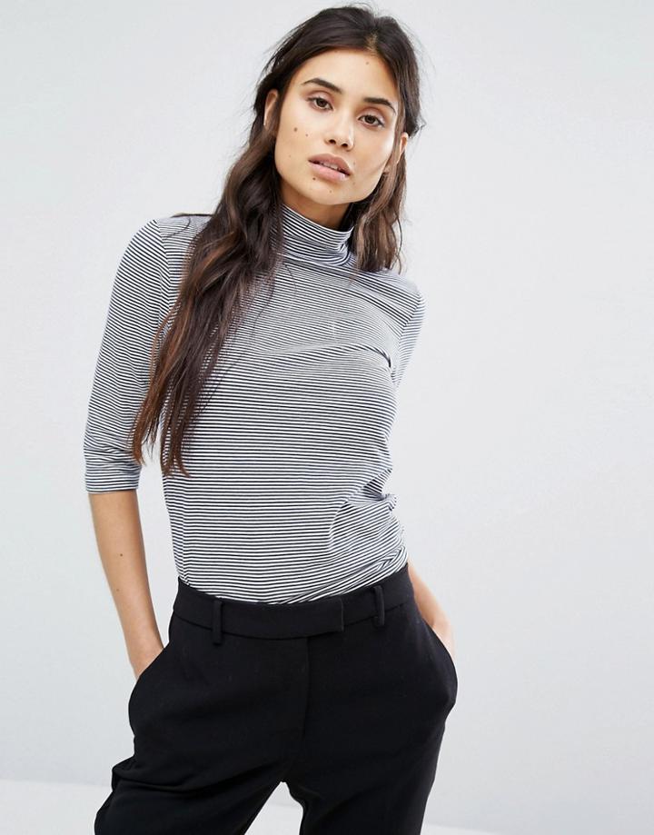 Adpt Time High Neck Stripe Top - Navy