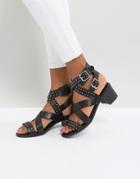 New Look Studded Wrap Around Heeled Sandal - Black
