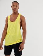 Asos Design Extreme Racer Back Tank In Linen Mix In Yellow - Yellow