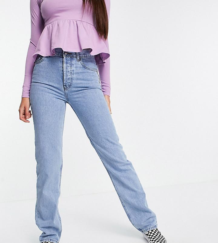 Asos Design Tall Mid Rise 90s Straight Leg Jeans In Vintage Light Wash-blues