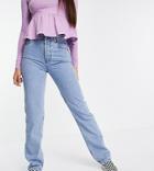 Asos Design Tall Mid Rise 90s Straight Leg Jeans In Vintage Light Wash-blues