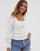 Free People Volume Sleeve Top-white