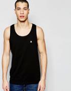 Asos Relaxed Longline Tank With Logo In Black - Black
