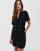 Asos Design Tux Mini Dress-black