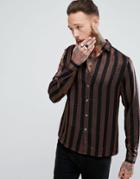 Asos Regular Fit Lurex Stripe Shirt - Black