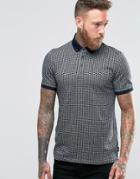 Ted Baker Polo Shirt With Allover Jacquard - Navy