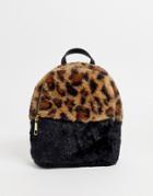 Chateau Faux Leopard Fur Mini Backpack-multi