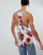 Hype Muscle Tank In Polka Floral - Multi