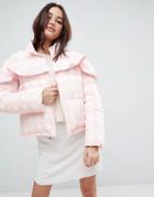 Asos Gingham Padded Jacket - Pink