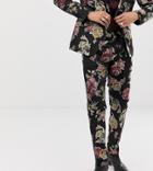 Heart & Dagger Skinny Suit Pants In Metallic Floral - Black