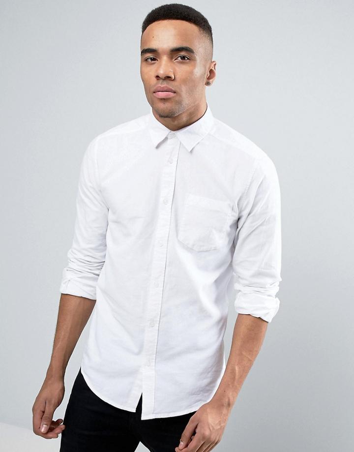 New Look Regular Fit Brushed Twill Shirt In White - White